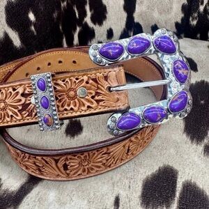 Purple Stone Buckle and Keeper